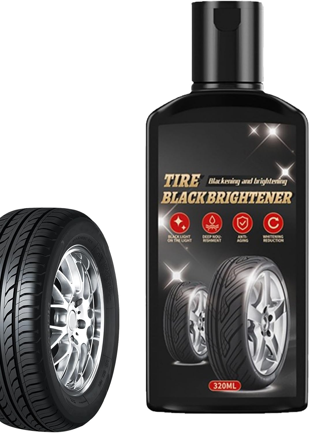 Wheel Shine for Car Tires | Quick Drying 320Ml Restorer - Wheel Detailing Shine Coating,For Automotive Rims Protection Vehicle Motorcycle Truck Detailing Car Maintenance image number 1