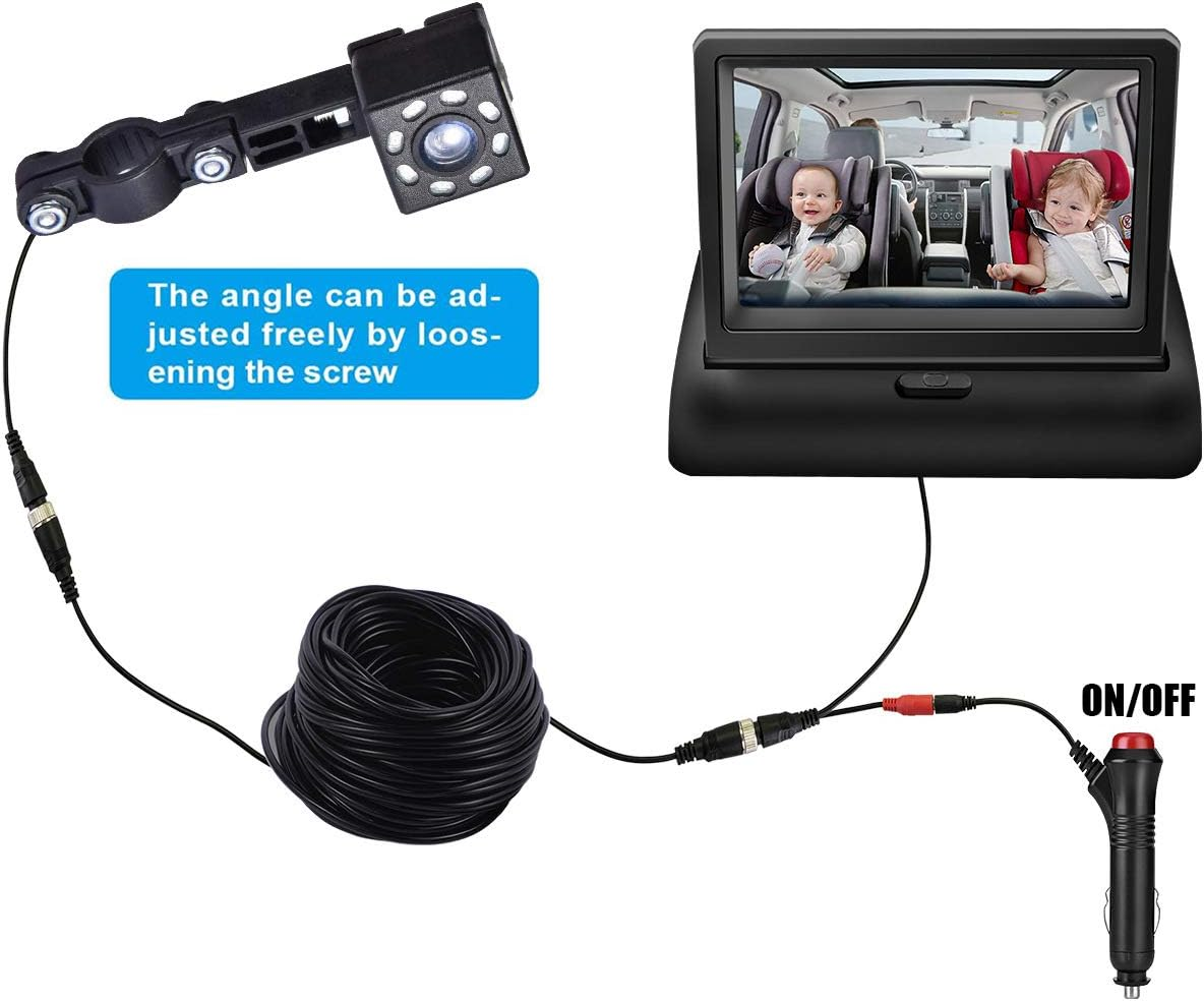 Tootoo LED Night Vision Car Seat Camera Baby Monitor W/ 4.3 Inch Folding Display Screen image number 2