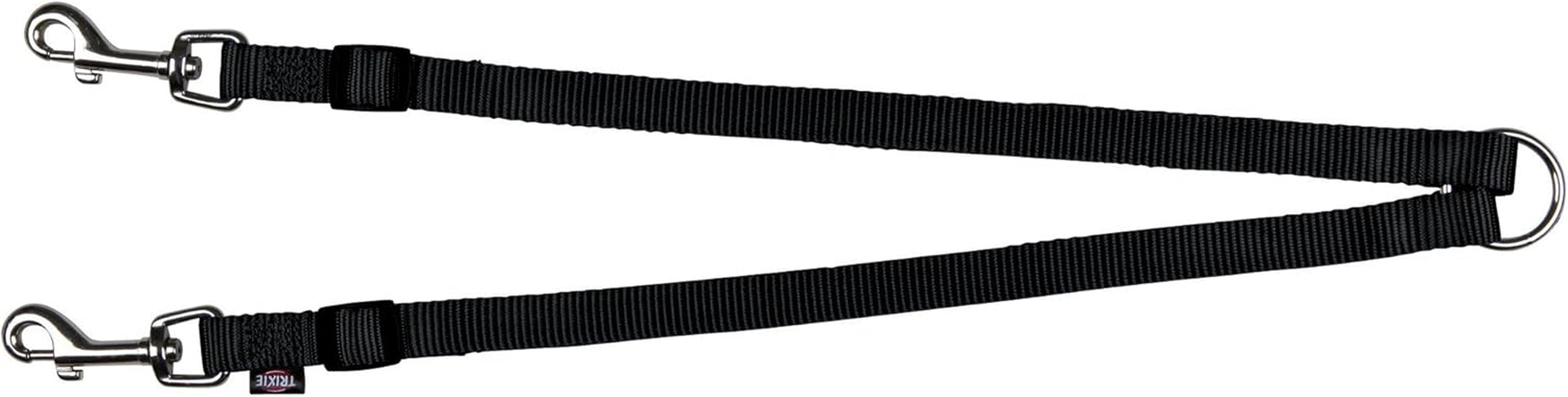 Trixie Premium 20111 Premium Two-Dog Lead with Ring XS-M: 40-70 Cm/15 Mm Black