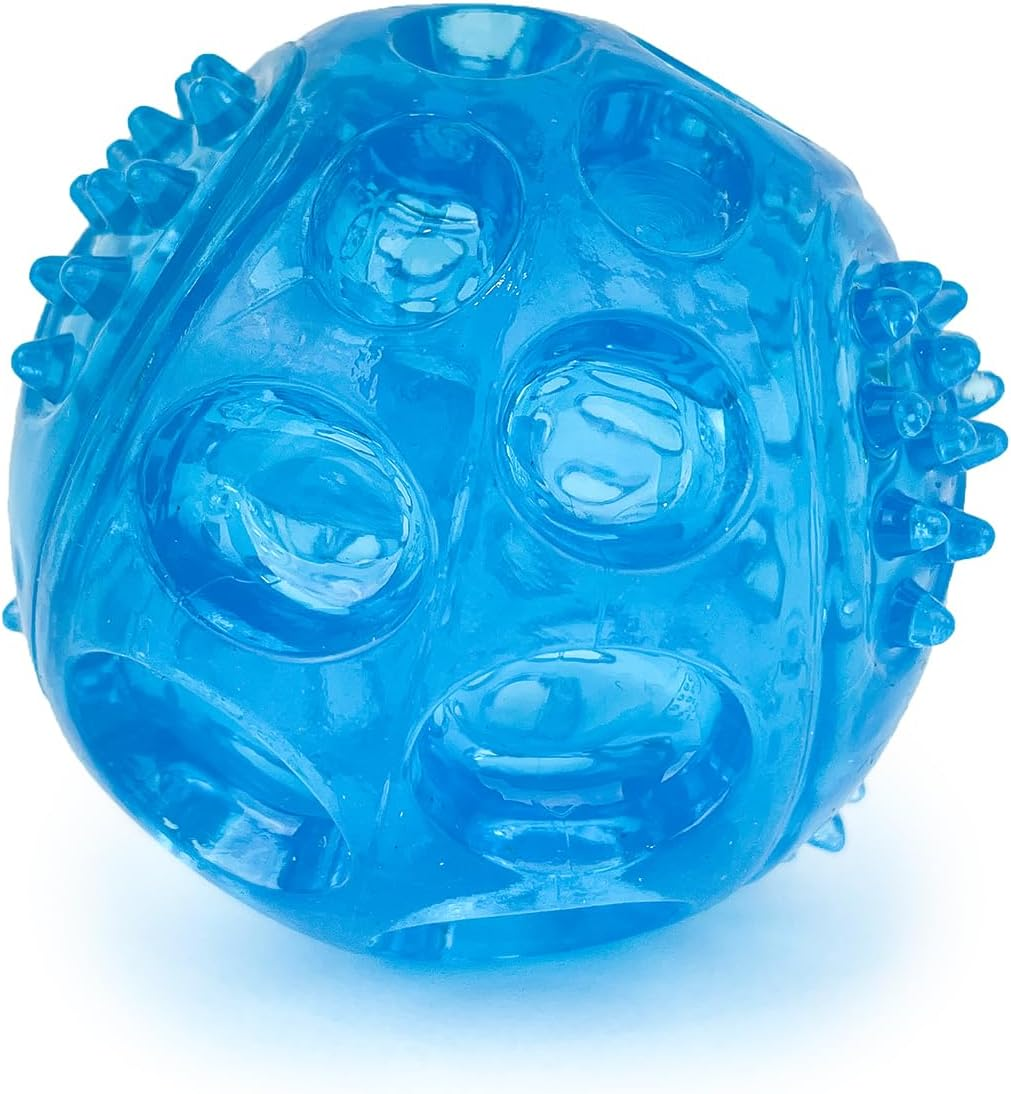 Ruff Play Duarable Squeaky Ball Dog Toy, Blue - Dog Teething Toy, Durable Chew Toys, Squeaky Dog Toys, Non-Toxic Rubber, Aids Dogs Dental Health image number 1