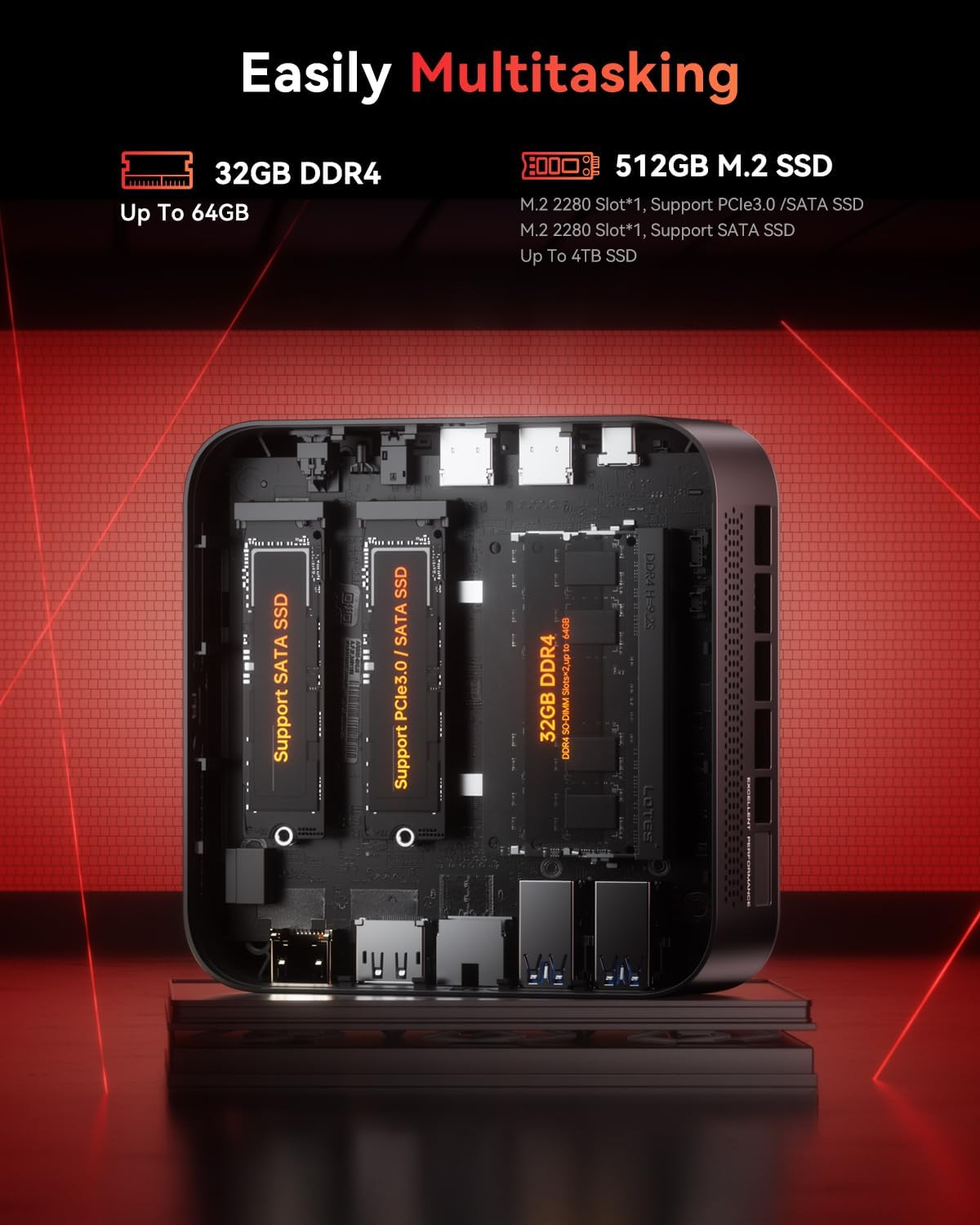 KAMRUI E3B Mini PC, AMD Ryzen 5 7430U (6C/12T, up to 4.3Ghz), 32GB DDR4 512GB M.2 SSD Mini Computers, Micro Pc, Gigabit Ethernet/4K Uhd/Wifi 6/Bt5.2/Vesa/Home/Business Mini Desktop Computer image number 6