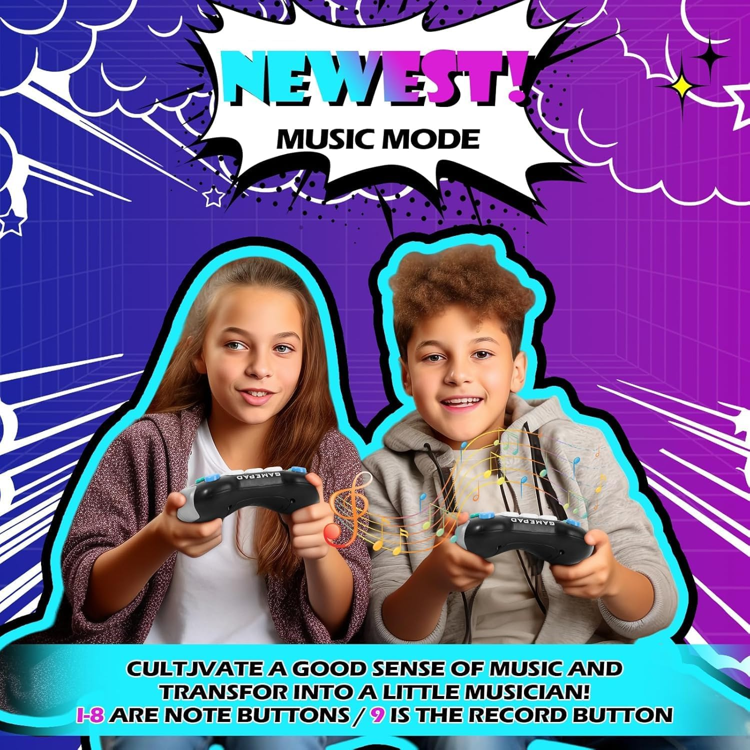 Fast Press Push Game Fidget Toy Handle, Flashing Electronic Handheld Games Consoles for Kids Teens Adults, Brain & Memory Game, Quick Push Buttons Gamepad, Xmas Birthday Gifts STEM Toys for Boys Girls image number 3