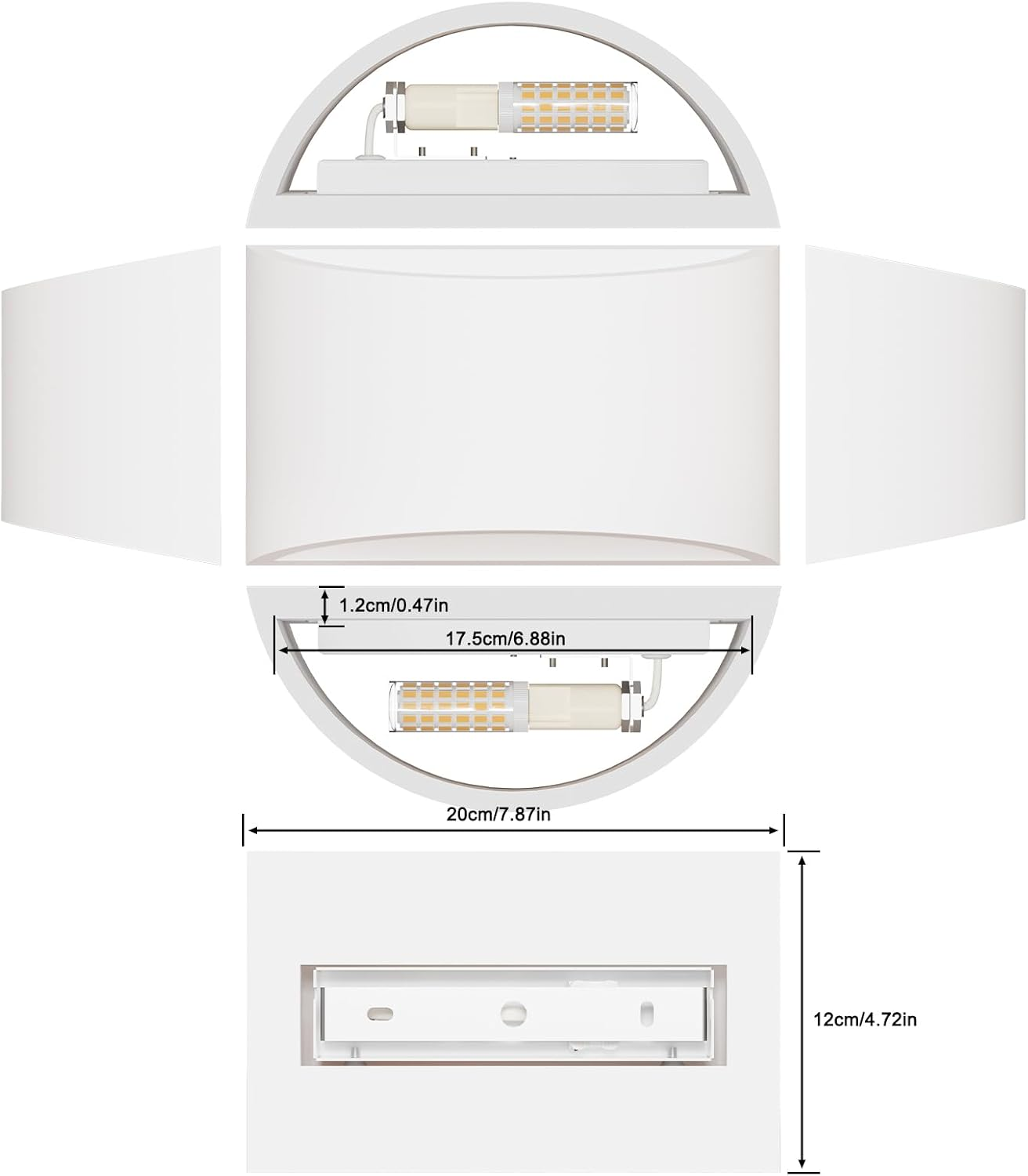 HYDONG Indoor Wall Lamp, White LED Wall Lamp 7W Warm White Modern Plaster Wall Light for Bedroom, Home, Hallway, Living Room (G9 LED Bulb Included)