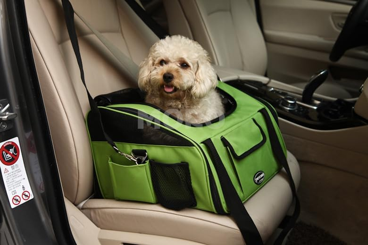 Pet Carrier Dog Cat Car Booster Seat Portable Soft Cage Travel Bag Foldable (Grey)