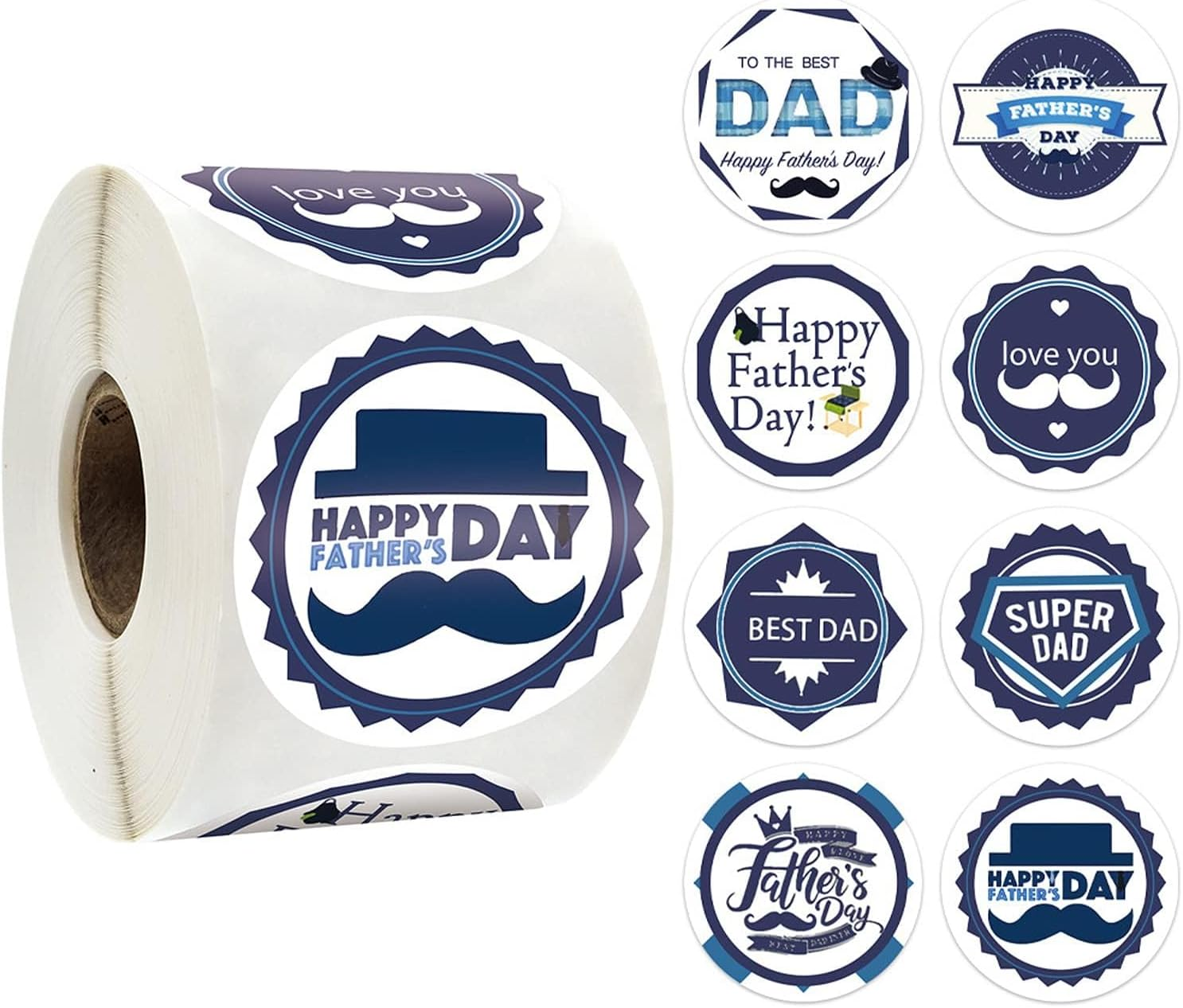 500 Pcs Happy Father&rsquo;S Day Stickers &ndash; 1.5 Inch round Self-Adhesive Gift Labels for Fathers Day Gift, DIY Crafts (8 Designs) &ndash; Best Dad Cookie Bags Labels, Candy Wrapping, Card Decor, Super Dad Gift