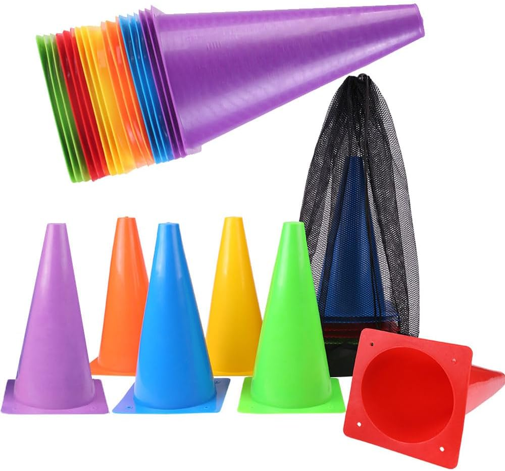 12 Pcs Soccer Cones, 7 Inch Football Training Cones, Cones Sports Training Agility Field Marker Cones, Place Multipurpose Training Cones, Indoor Outdoor Activity Events Games Obstacle Course(5Colors) image number 3