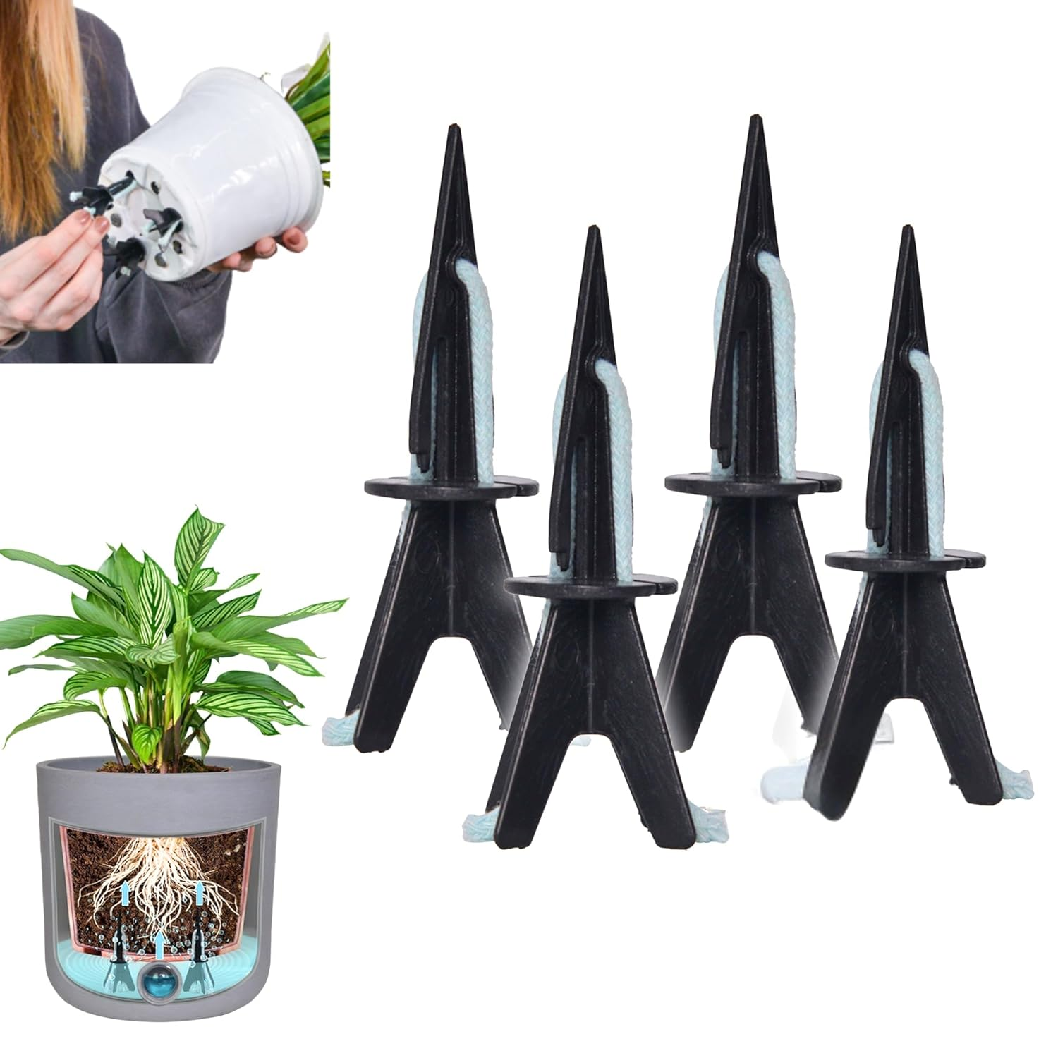 Greenship 4-Pack Patented Self-Watering Spikes &ndash; DIY Plant Watering System for Indoor Plants, Fits Grower Pots, Reuse Containers, Automatic Self-Watering Stakes (Medium) image number 3