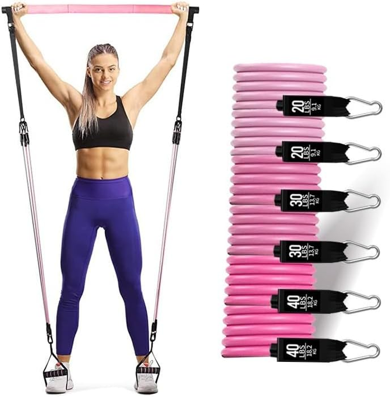 Multi Functional Pilates Bar Kit with Resistance Bands, Ankle Bands for Leg Butt Training, Adjustable 3 Section for Full Body Workouts, Pilates Workout Equipment for Legs, Hip, Waist, Arm image number 3