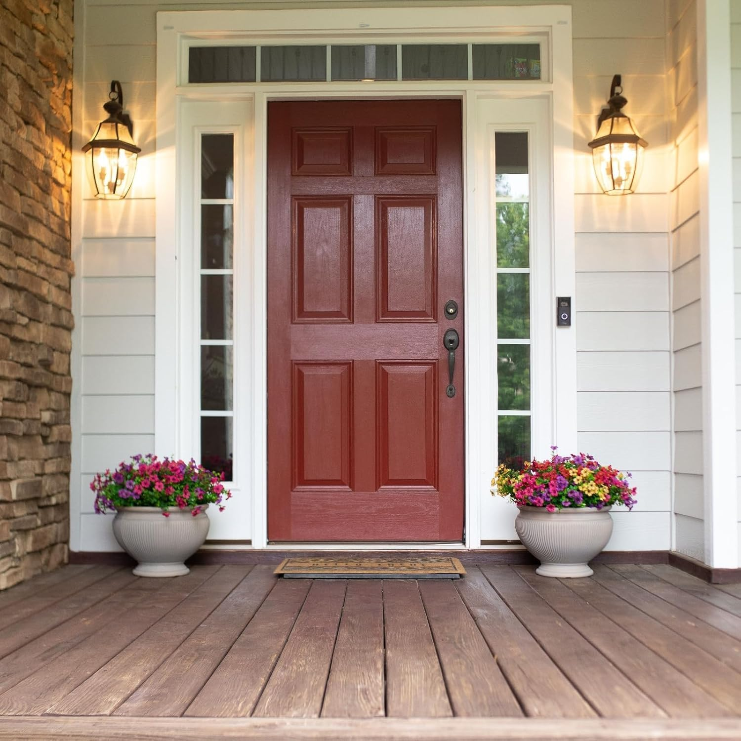 Artificial Flowers for Outdoor Indoor Garden Home Decoration, Faux Flower Daisy with Eucalyptus Leaves Fake Plants Greenery Boxwood Porch Patio, 12 Bundles (Mix Pink Red Purple Yellow) image number 4