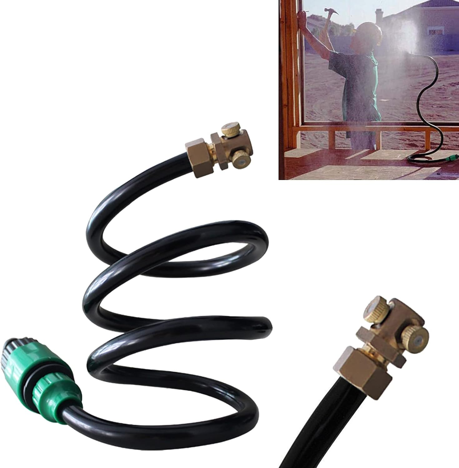 Misters for outside Patio, Outdoor Mist Sprinklers Hose Cooling System, Garden, Plants, Hummingbird, Pool, Birds, Greenhouse, Fan, Umbrella, Backyard, Personal/Portable Misting