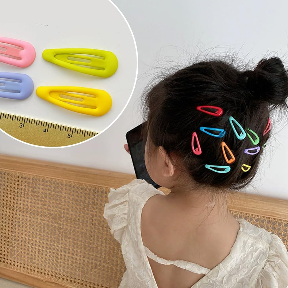 50 Pcs Snap Hair Clips, 1.2 Inch Metal Mini Barrette Hair Clips, Candy Color, for Hair Accessories, or Head Decorations