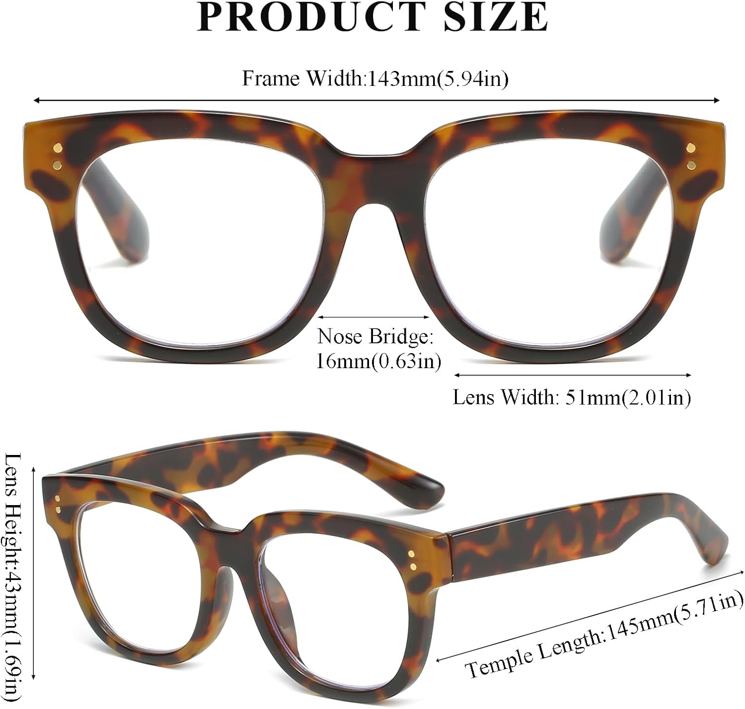LJCZKA Blue Light Blocking Glasses Classic Square for Women Rectangular Thick Frame Clear Shades anti Eyestrain UV Protection Computer Gaming Glasses - Leopard image number 5