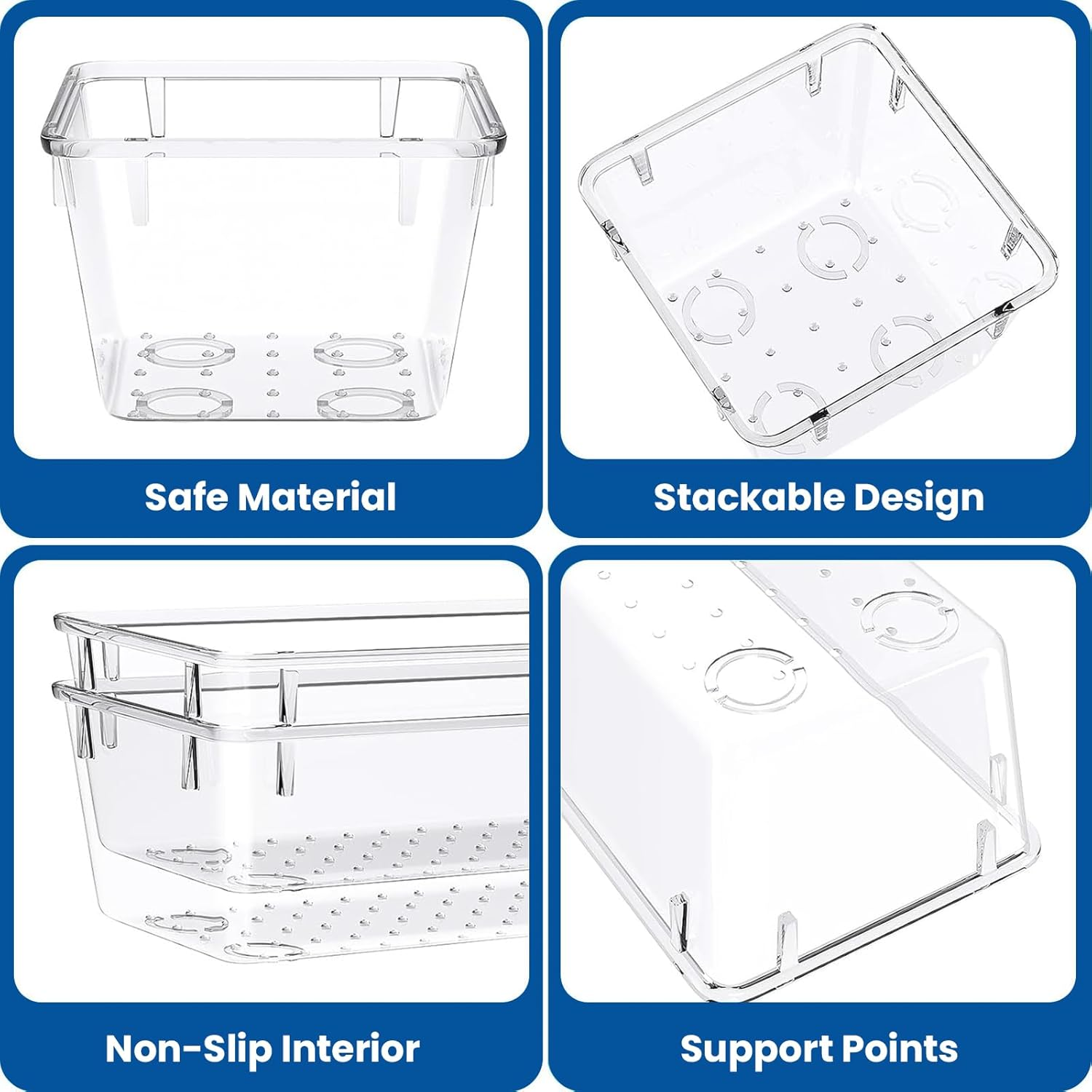 28 PCS Drawer Organiser Set, 4 Sizes Clear Plastic Desk Drawer Divider Organisers for Makeup, Jewelry, Non-Slip Vanity Organizer Trays for Kitchen, Bedroom, Bathroom, Office image number 5