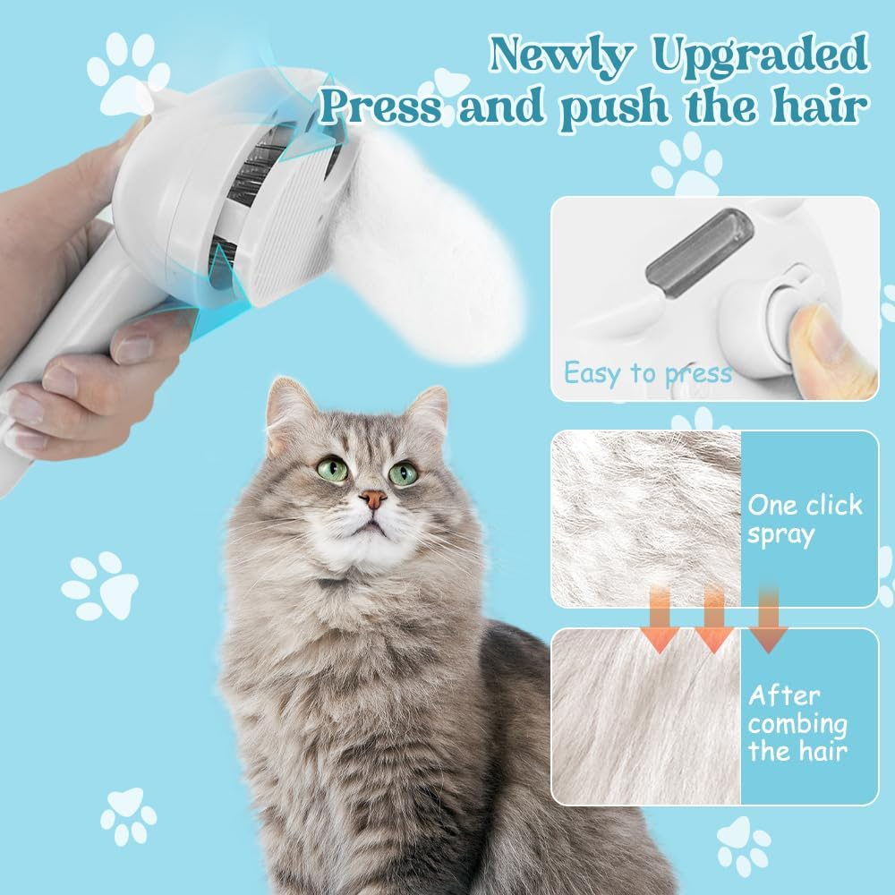 3-In-1 Cat Brush with Steam, Dog Brush with Steam, Clean Pet Hair from the Brush with One Button image number 1