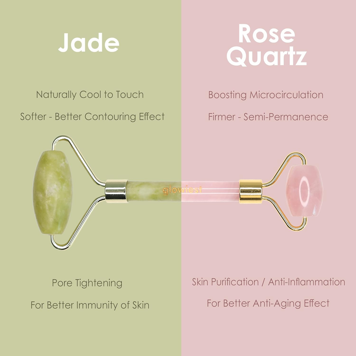 Glowiest Rose Quartz Face Roller Facial Sculptor | 100% Natural Rose Quartz | Skincare Tool for Face and Body | Lymphatic Drainage | Improving Fine Lines and Wrinkles image number 1