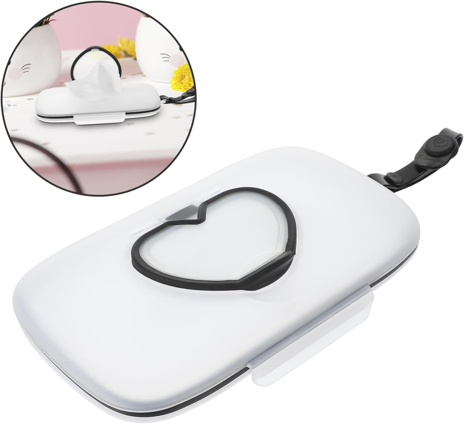 Portable Wipe Dispenser Reusable Wipe Holder Heart-Shaped Lid for Home and Travel for Parents image number 2