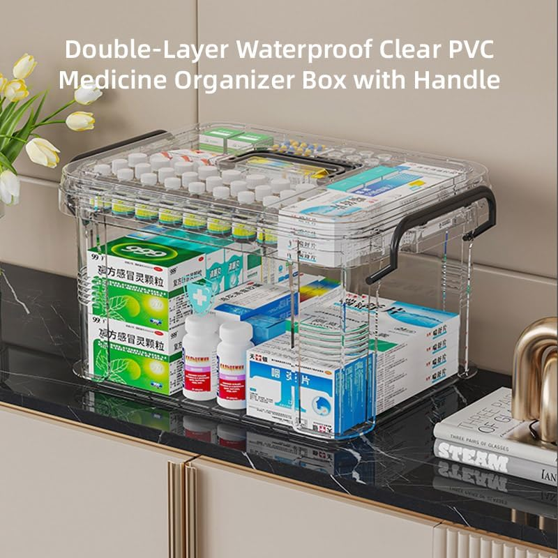 AIMALL Multi-Layer Transparent Medicine Storage Box &ndash; Large Capacity Emergency Medical Organizer with Double-Layer Design and Handles for Household Use image number 5