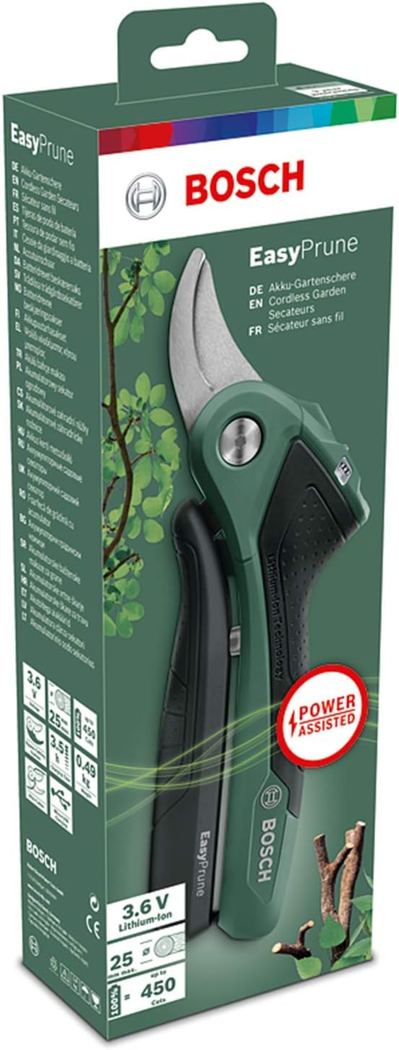 Bosch Home & Garden 3.6V Cordless Secateurs Pruner, Power Assist Technology, Integrated Battery, 450 Cuts per Charge, Rechargeable via Micro USB Cable (Easyprune) image number 5