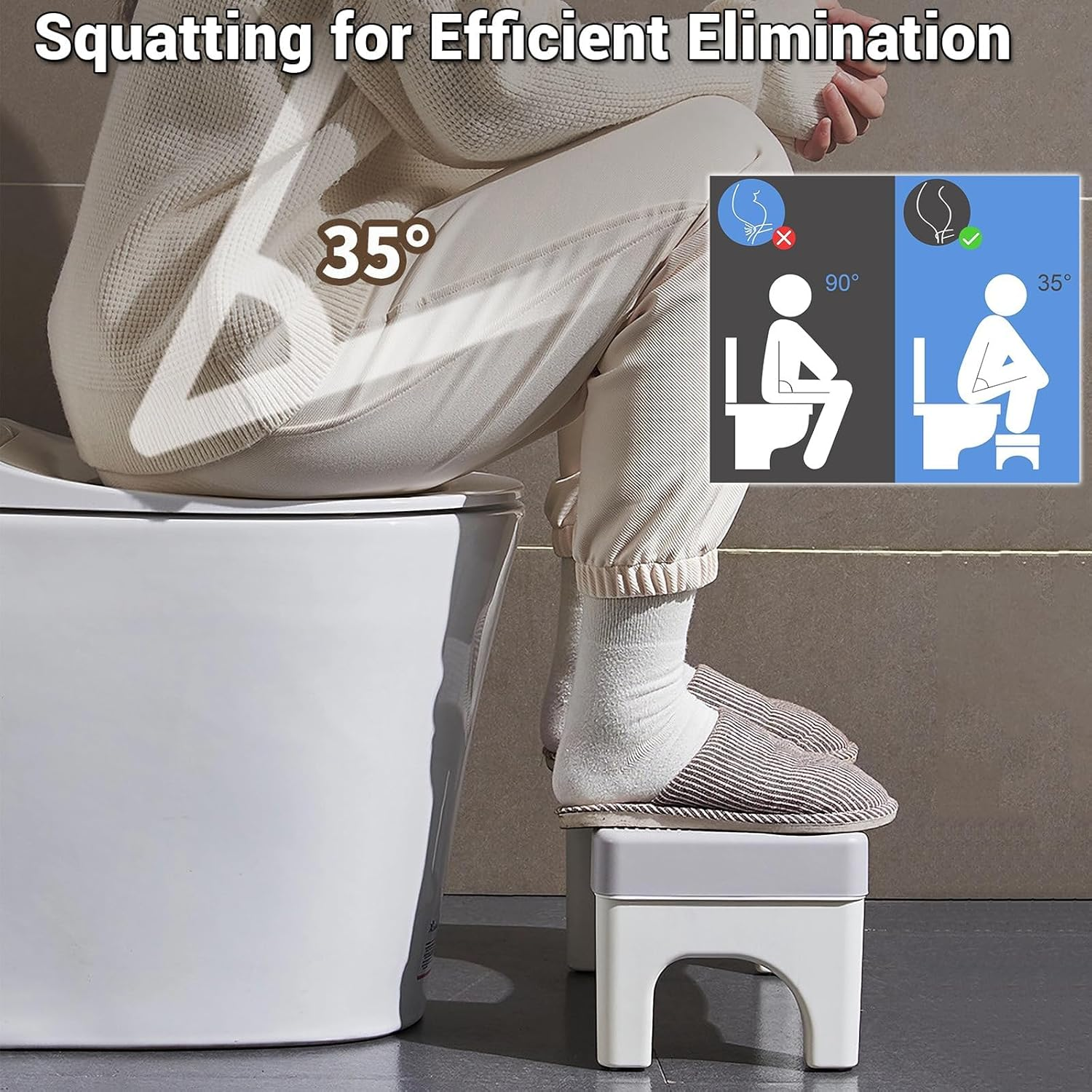 Toilet Stool, Poop Stool for Bathroom Adults, Toilet Step Stool for Kids, Easy to Use and Clean, Helps Improve Potty Posture and Comfort, Anti-Slip Bathroom Accessories