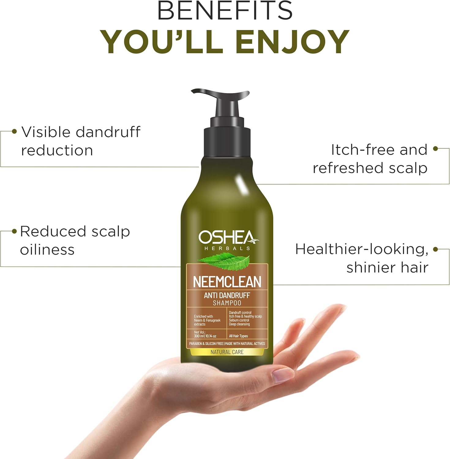 Oshea Herbals Neemclean anti Dandruff Shampoo-300Ml image number 1