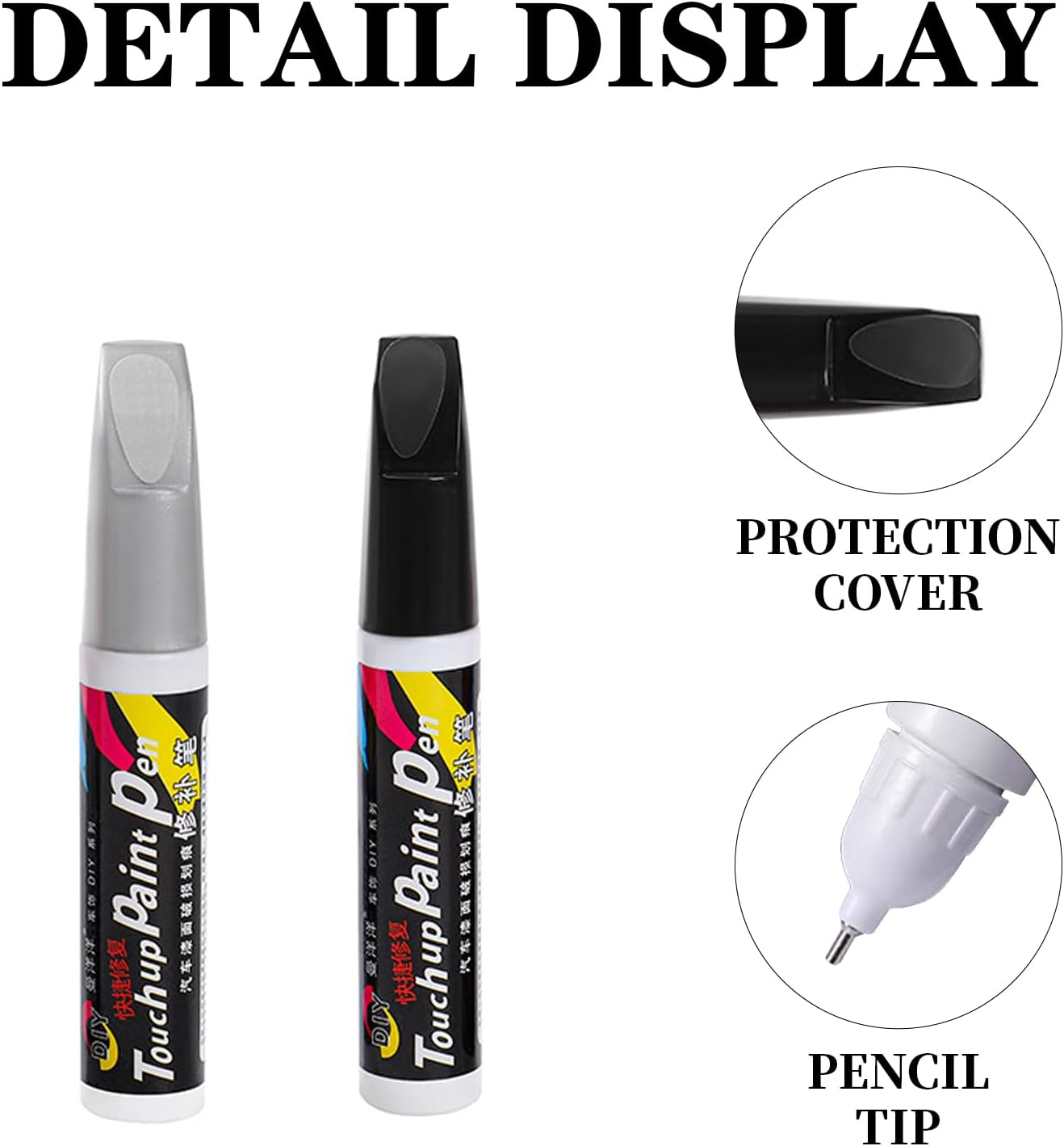 4 Pack Touch up Paint for Cars, Quick and Easy Vehicle Scratch Repair Fill Pen, Waterproof and Rustproof Automotive Rim Scratch Remover Accessories, Universal Use for Suvs, Trucks & Rvs, Black/Silver image number 3