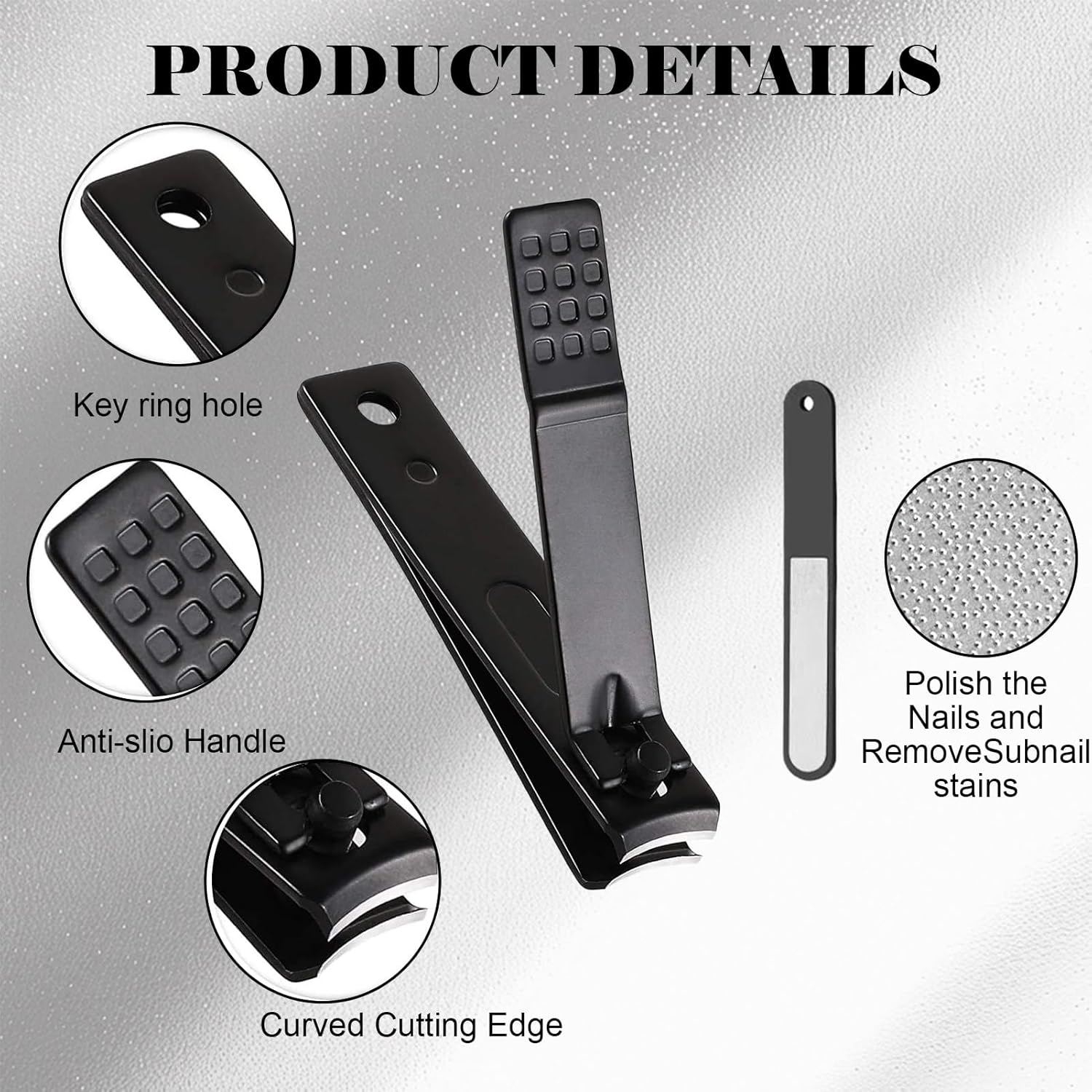 Nail Clippers, 4 Pcs Nail Cutter, Stainless Steel Nail Clipper Set with Nail File, Sharp Straight & Curved & Slant Cutting Blades & Travel Box, Ingrown Toenail Clippers Gifts for Men and Women image number 1