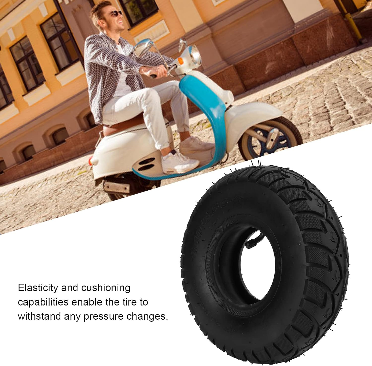 10 Inch 4.10 3.50‑4 Tire and Inner Tube with Bent Valve, 4.10/3.50‑4 Pneumatic Tire Rubber Inner Tube Tire for Wheelbarrows, Lawn Mowers, Hand Trucks Dollies, Yard Trailers image number 3