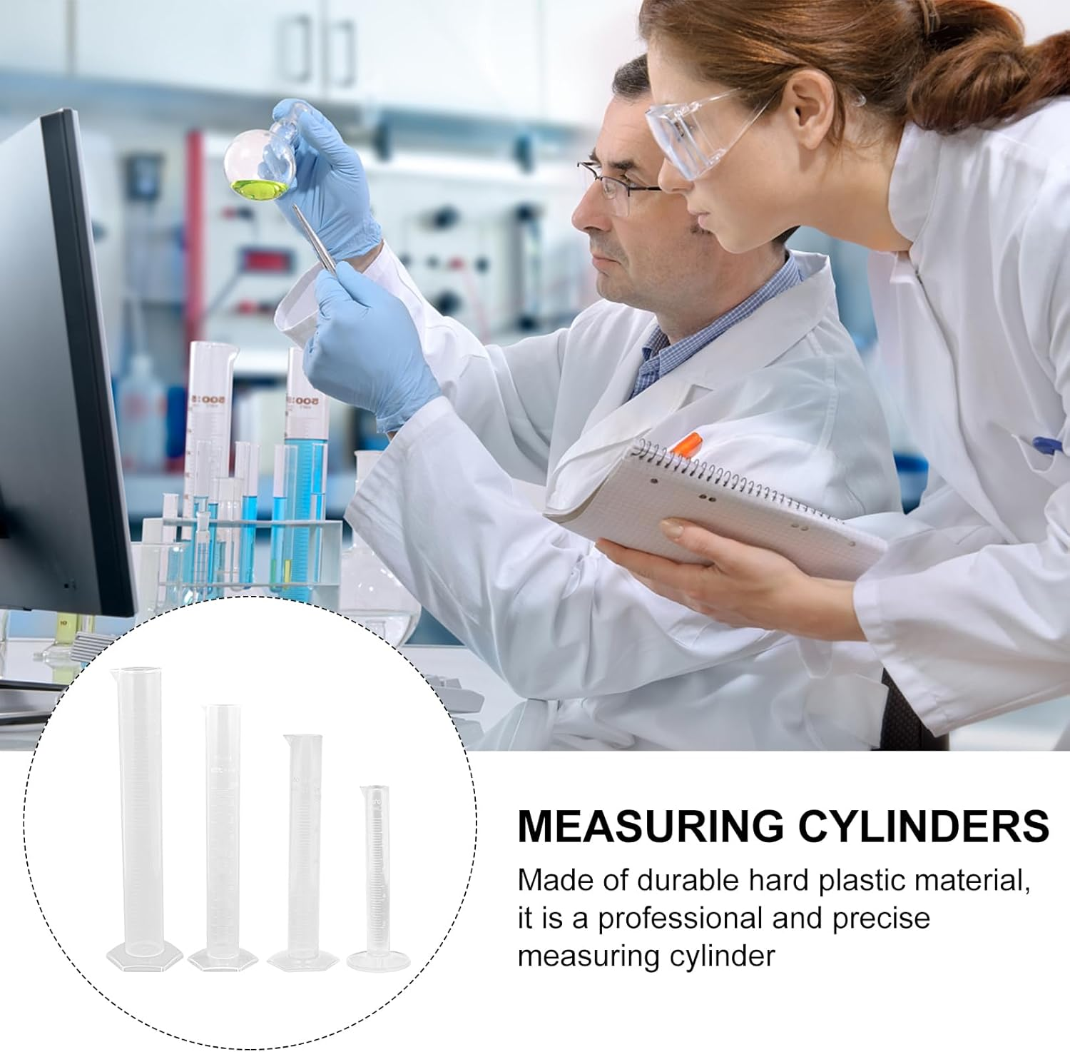 Baluue 4Pcs Plastic Measuring Cylinder Chemical Measuring Tube Clear Volumetric Cylinder Graduated Measuring Cylinder Glass Measuring Cup Transparent Test Tube Beaker with Scale Tool image number 2