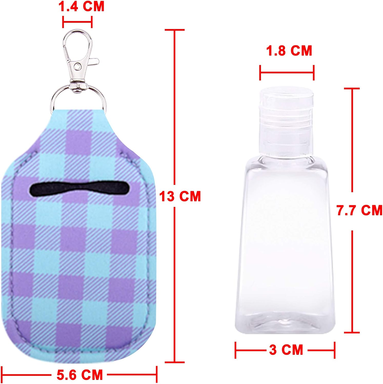 Duufin 40 Pieces Hand Sanitizer Keychain Holders Set with 20 Pieces Hand Sanitizer Holder and 20 Pieces Empty Travel Bottles