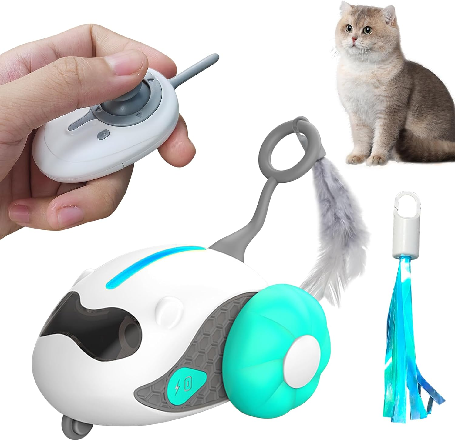 Oiuyamn Interactive Toys for Cats, 2025 Upgraded Rechargeable Joystick Remote Control, Intelligent Auto Motion Cat Toys, 2 Modes, Kitten Toys for All Breeds of Indoor Bored Cats Exercise