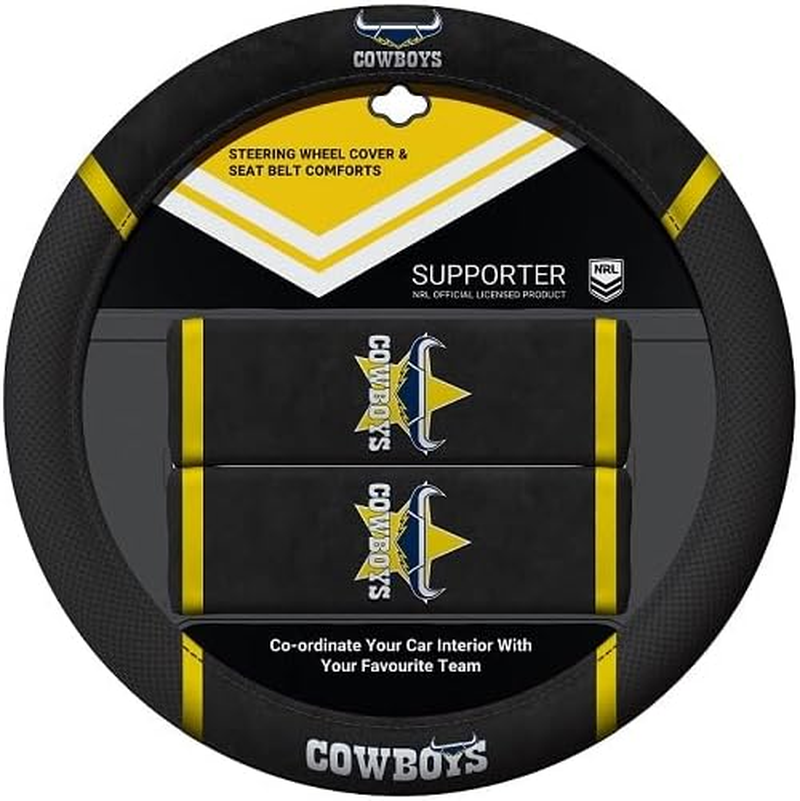 Sperling Queensland Cowboys Official NRL Steering Wheel Cover and Seat Belt Cover Set image number 2