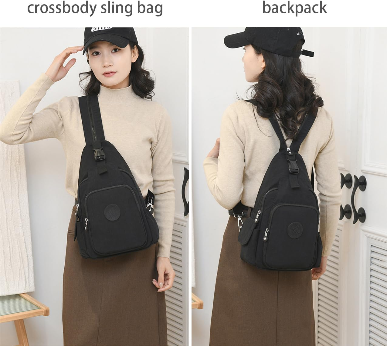 Momoty Small Backpack Purse for Women Convertible Sling Bag Anti-Theft Travel Bag Nylon Casual Daypack image number 5