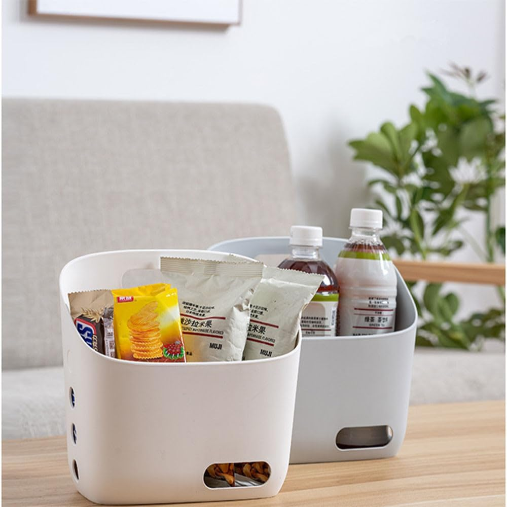 Hanging Basket Kitchen Storage Basket,2Pcs Large Plastic Hanging Basket, Wall Hanging Kitchen Storage Basket,Plastic Space Saving Hanging Basket,Storage Containers Hanging Storage Basket,Large White image number 1