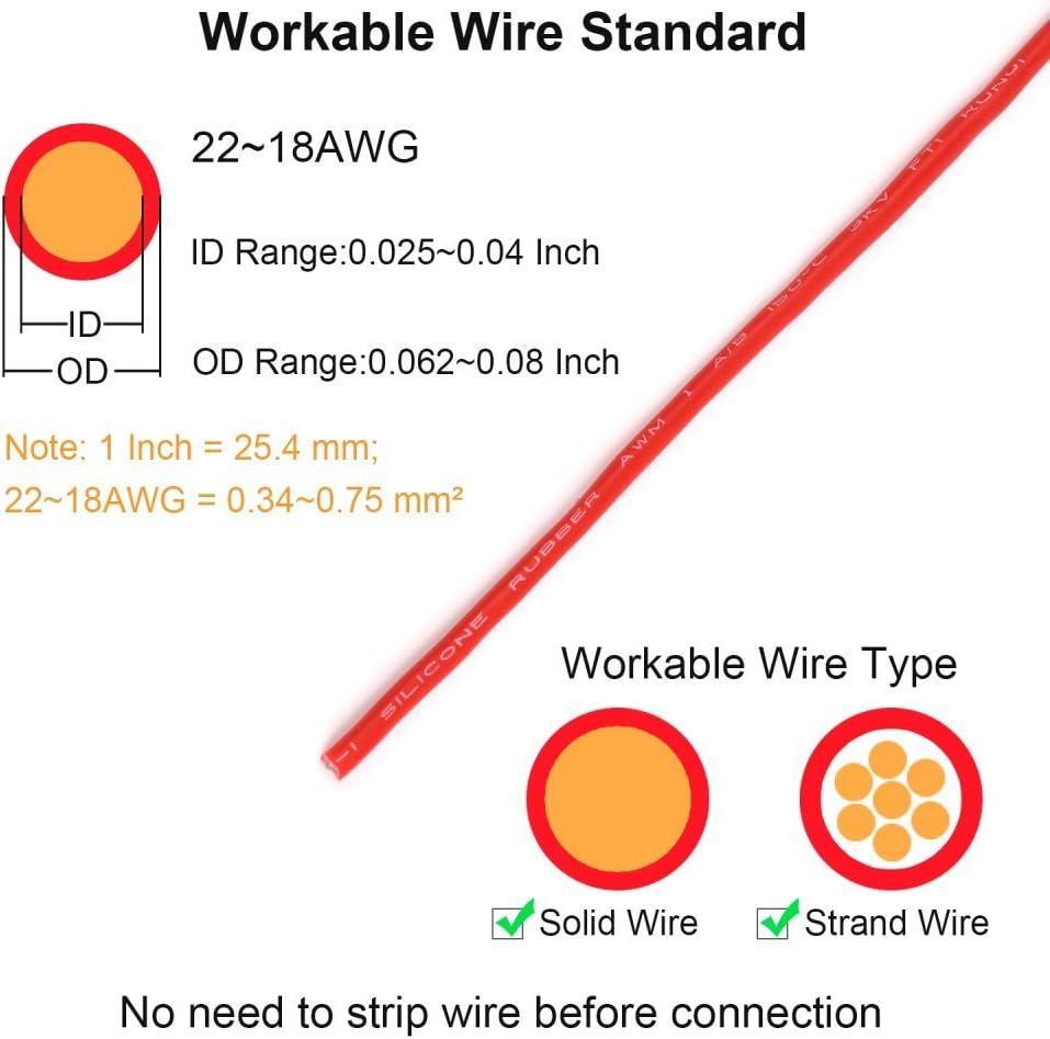 Low Voltage Wire Connectors, TYUMEN 12Pcs 2 Pin 2 Way Universal Compact Wire I Shape Terminals, No Wire-Stripping Required, Toolless Wire Connectors, Quick Splice Wire Wiring Connector for AWG 20-24 image number 3