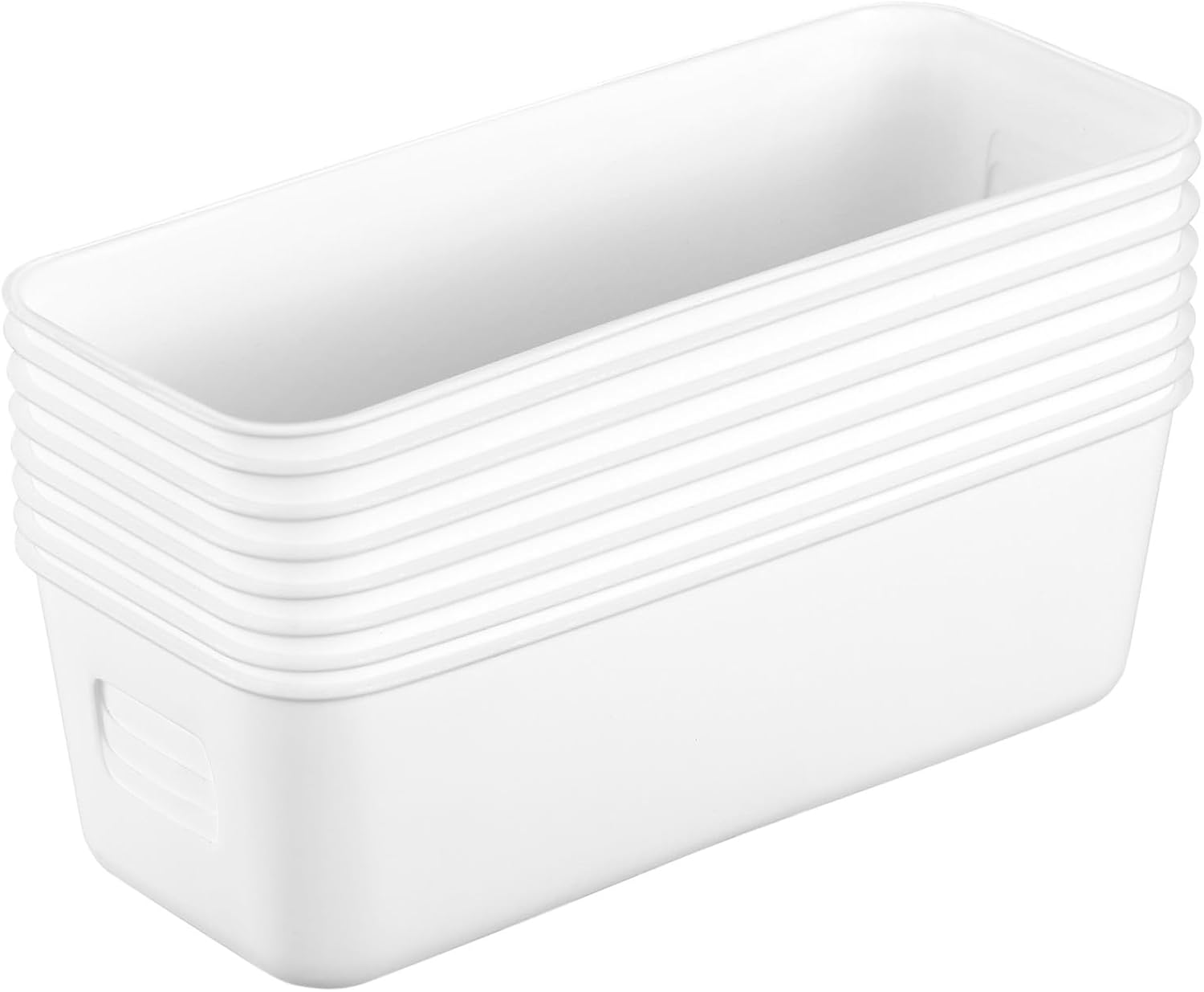 Thin Rectangular Storage Bins 8Pcs Plastic Organizers for Kitchen Pantry and Bathroom Shelves image number 5