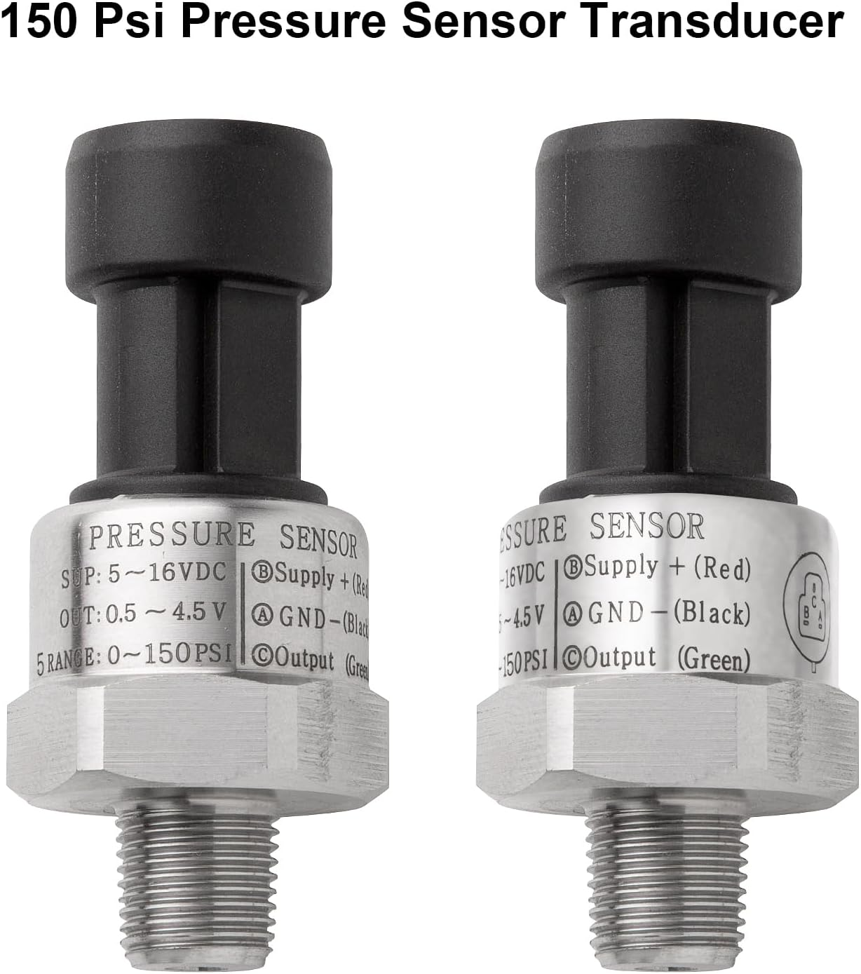 Ronybuy 150 Psi Fuel Oil Pressure Transducer Sensor Sender 1/8" -27 NPT Thread with Harness Kit for Oil Fuel Air Water, Stainless Steel 0-150 Psi Sensor Pressure Transmitter image number 3