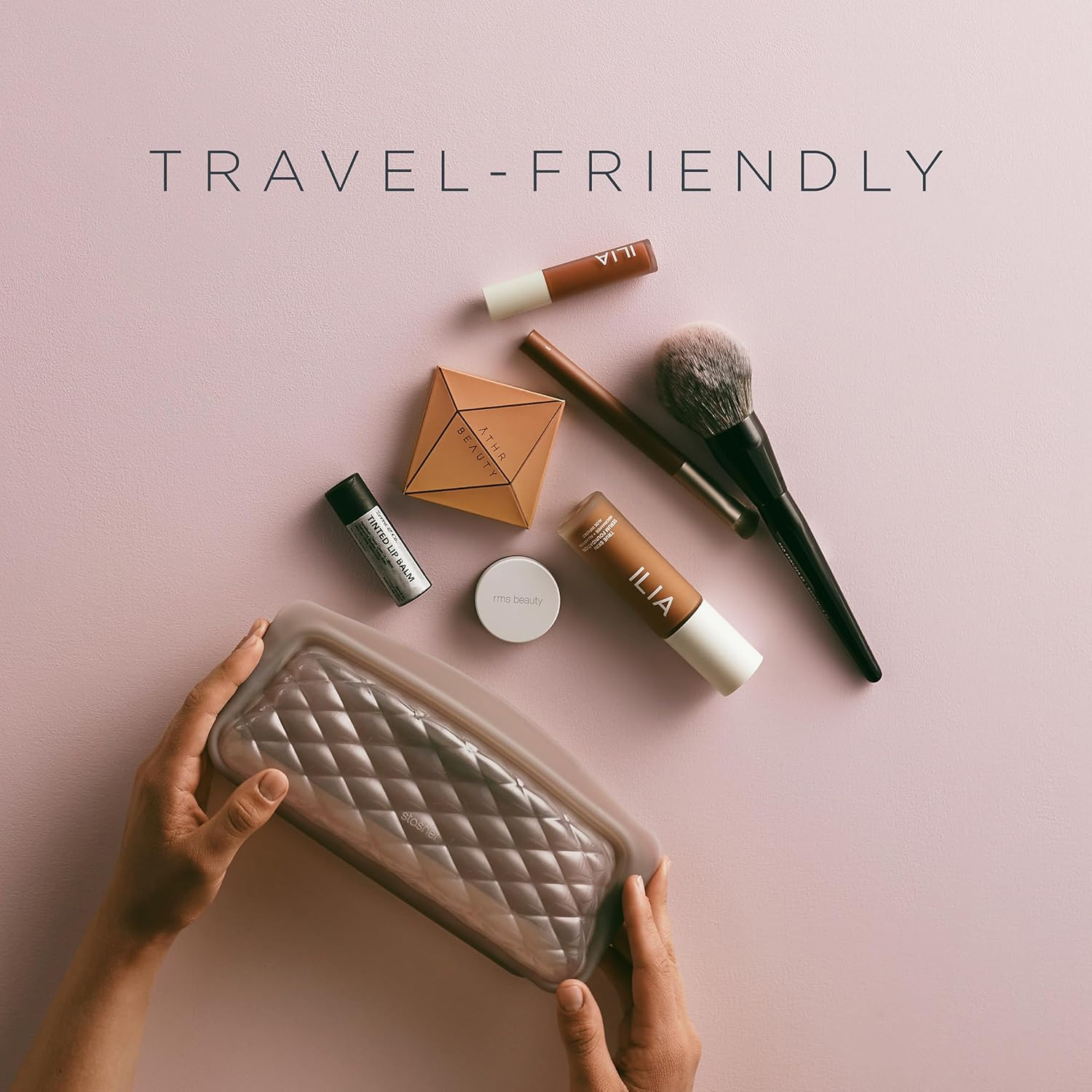 Stasher Premium Silicone Reusable Makeup Bags 3-Pack, Taupe, Beauty & Travel Toiletry Bag, Storage Bag Organizer, Dishwasher & Heat Safe, TSA Friendly, BPA Free, Leak-Free, Eco Friendly image number 2