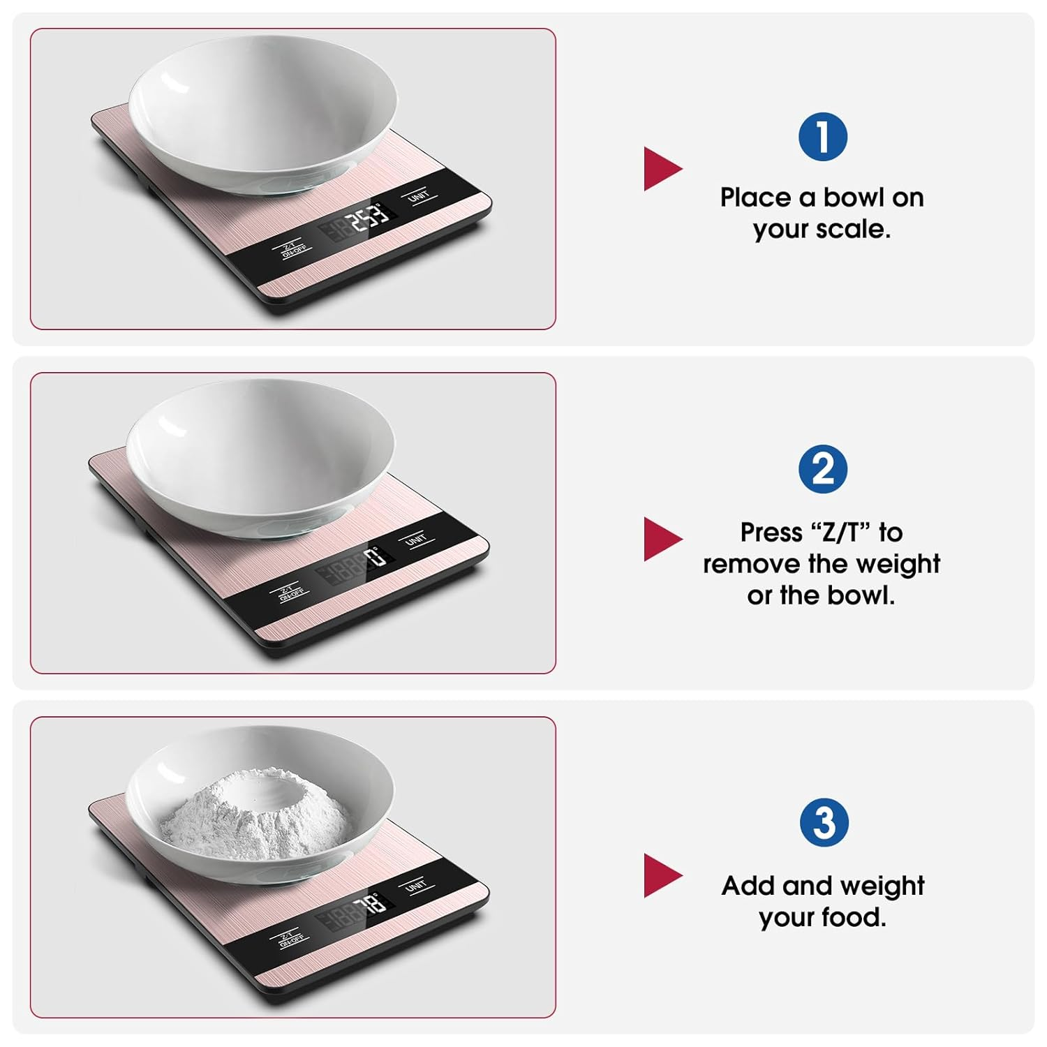 Mik-Nana Food Scale for Kitchen (Pink) - Silver image number 7