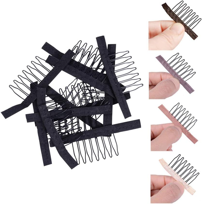 YANTAISIYU 24Pcs Wig Comb, 7-Teeth, Steel & Cloth, Blonde, Unisex, Adult Wig Users