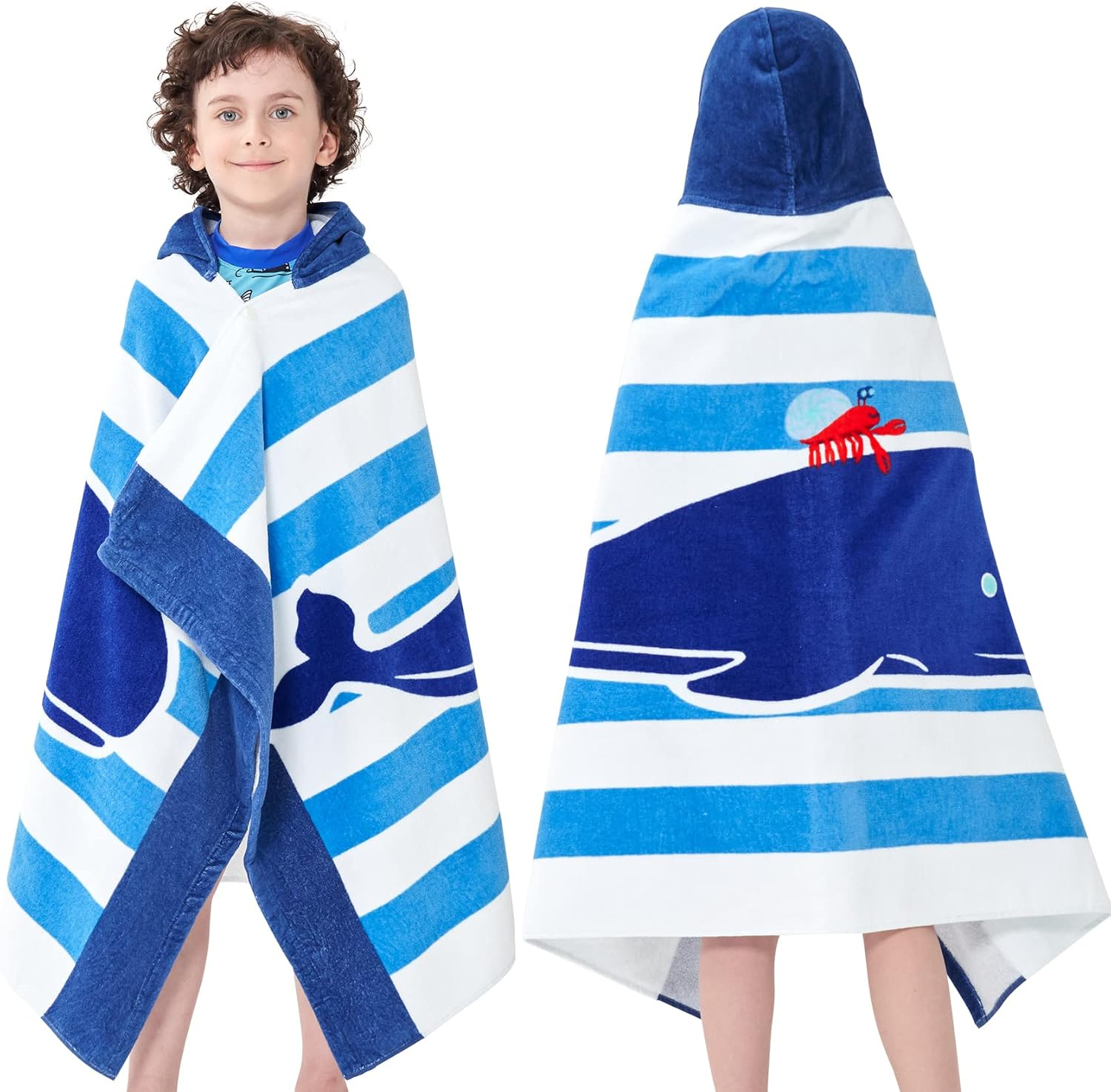 Bavilk Kids Hooded Bath Beach Towel Girls Boys Swim Pool Cover up Super Absorbent Cute Cartoon Animal Full Vitality (Dinosaur World)