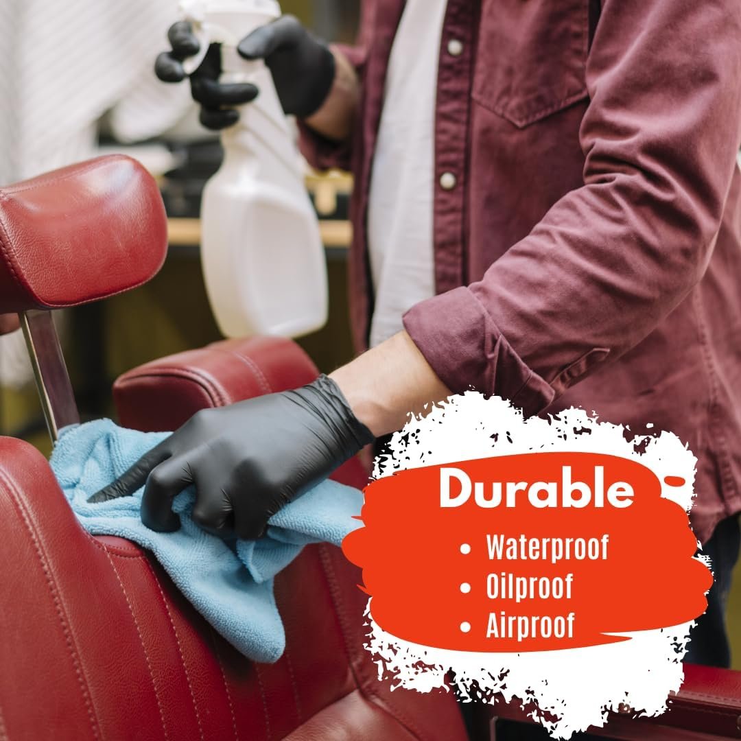 Disposable Nitrile Gloves Powder Free 100 Pieces - 5 Mil, Disposable Gloves, Cooking Gloves, Mid-Heavy Duty, Cleaning Gloves, Latex Free, Powder Free, Black image number 2