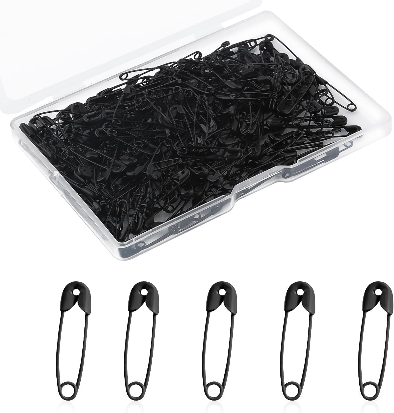250Pcs Safety Pins Small, 0.75In / 19Mm Mini Safety Pins for Clothes Metal Safety Pin for Clothing Sewing Handicrafts Jewelry Making (Black)