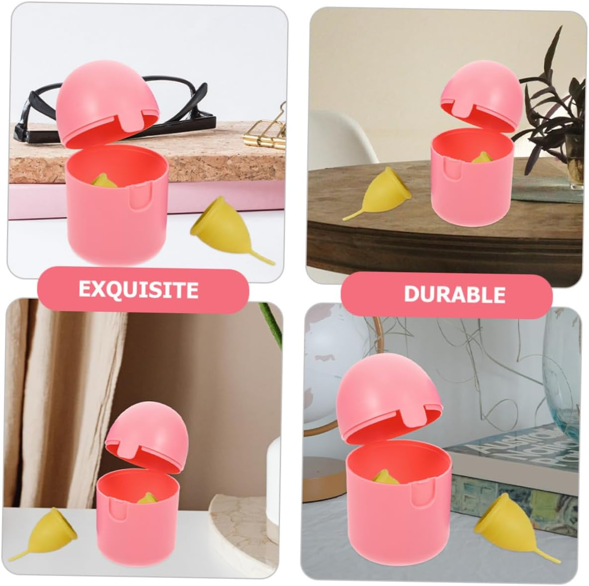 Outanaya 2Pcs Period Box Portable Storage Organizer for Women Microwave-Friendly Holder for Cups Travel Accessory in Pink image number 4