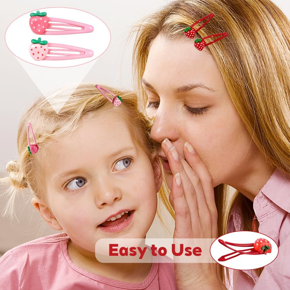 TRKETK 12 Pcs Strawberry Hair Clips, Pink Fruit Hairpin Metal Snap Hair Clips Y2K Retro Strawberry Accessories Sweet Gift Decorative for Everyday Styling (Three Colors) image number 2