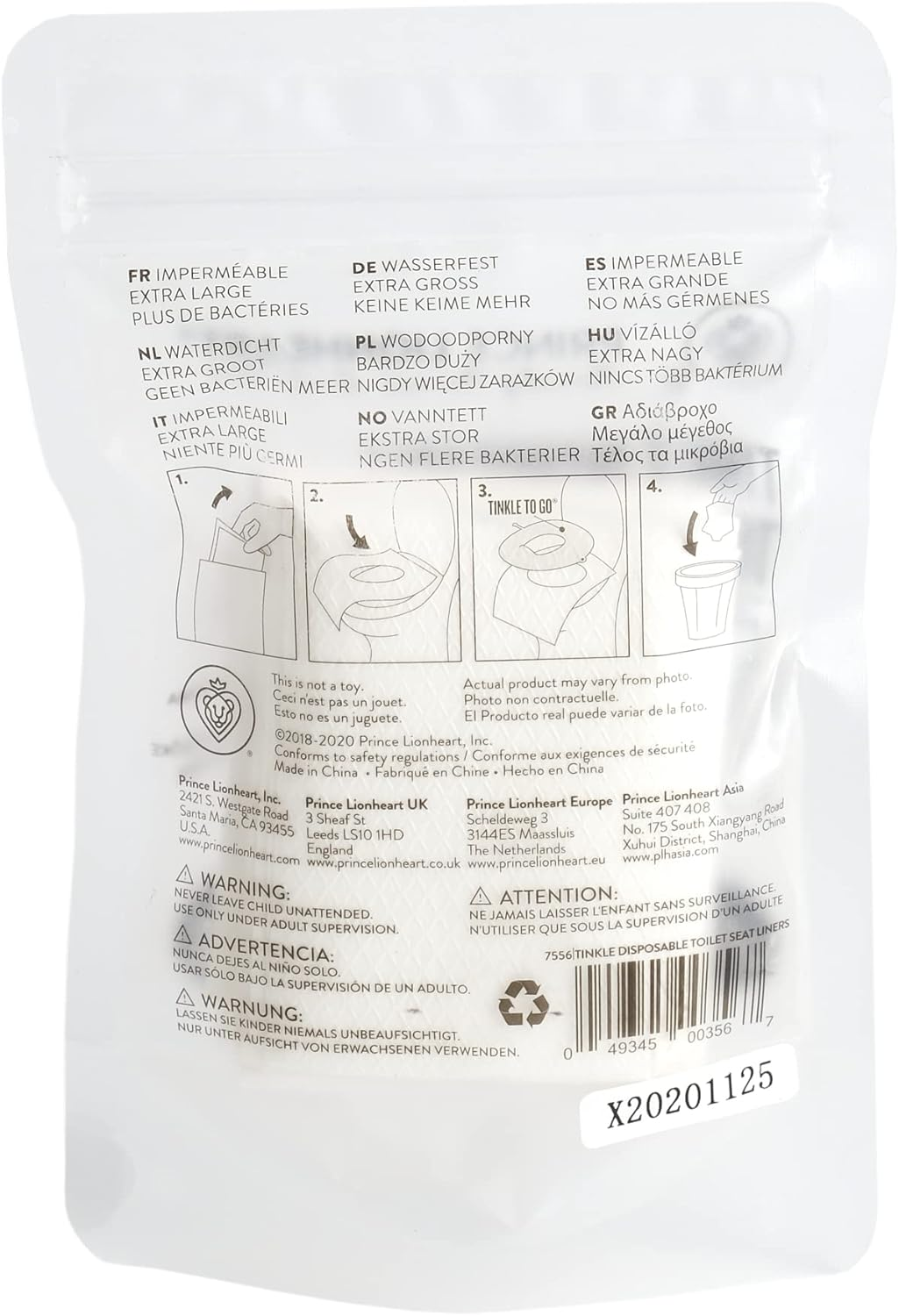 Prince Lionheart Disposable Toilet Seat Covers, 36Pcs Tinkle Toilet Liners for Adults, Kids, Potty Training Individually Wrapped Travel Accessories image number 2