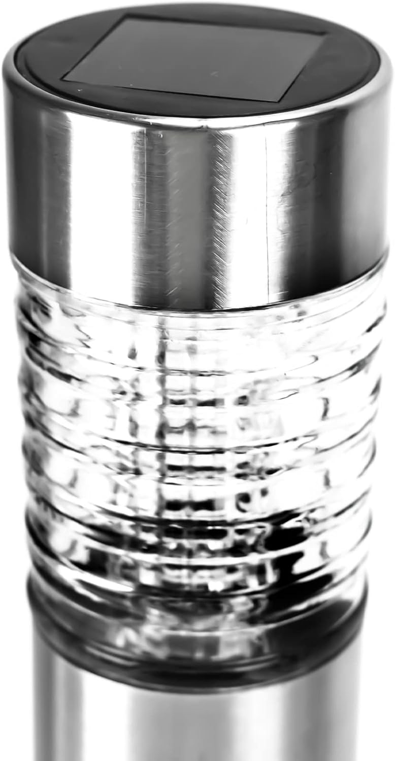 STATUS Dubbo Outdoor Garden Solar Light / 3 Pack of 6.3 Centimeter LED Bollard Stake Solar Light / Stainless Steel / Waterproof Garden Ornament Solar Light / Rechargeable Battery Included image number 1