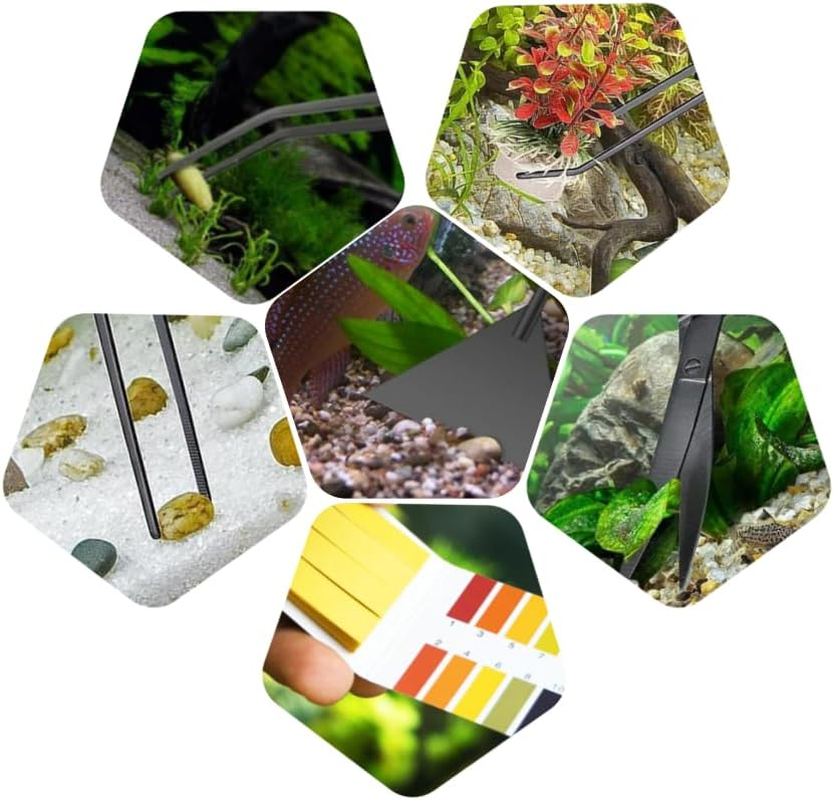 Aquarium Aquascape Tools Kits,7 in 1 Aquarium Scissor Tweezers Spatula Tool, Stainless Steel Aquatic Plants Aquascaping Tools Set, for Aquariums and Fish Tank image number 2