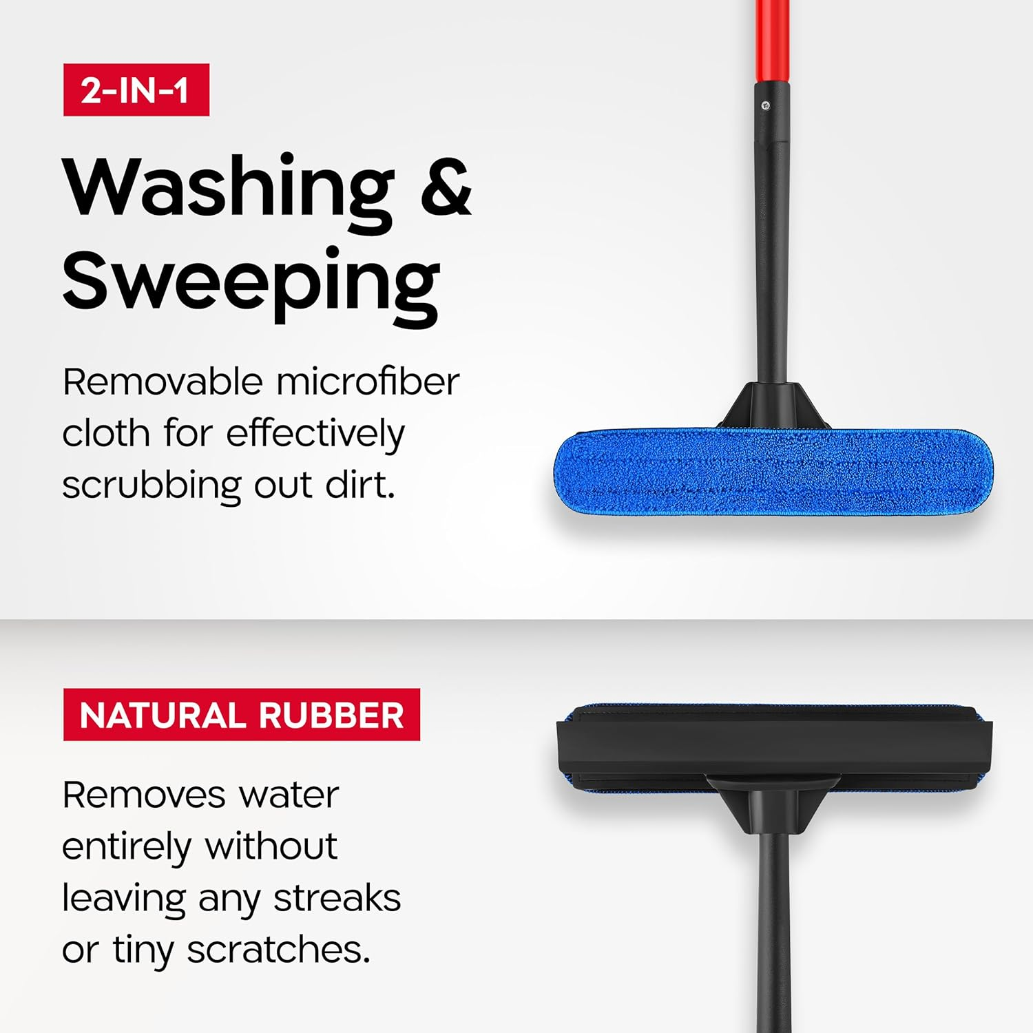 Tyroler 2-In-1 High Window Cleaner Squeegee with 30-205CM 5 Part Stainlessteel Handle | Made of 100% Natural Rubber for Superior Durability and Protection image number 4