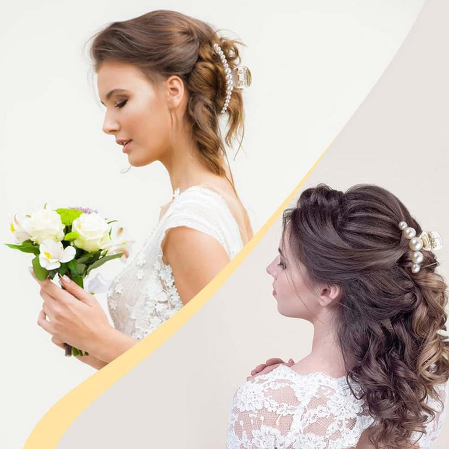 Esshogo Pack of 4 Women'S Hair Clips, Beads, Elegant French Pearls, Women'S Hair Clips, Hair Accessories, Suitable for Weddings, Parties, Daily Life image number 2