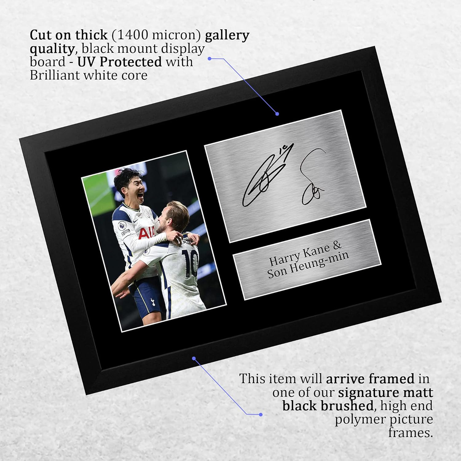 HWC Trading FR A4 Harry Kane & Son Heung-Min Tottenham Hotspurs Spurs Gifts Printed Signed Autograph Picture for Football Fans and Supporters - A4 Framed